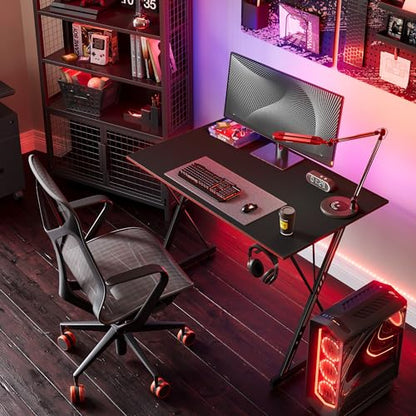 CubiCubi Gaming Desk 32 Inch PC Computer Desk, Home Office Desk Table Gamer Workstation, Simple Game Table, Black - WoodArtSupply