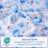 Softan Twin Floral Sheets, Microfiber Blue Flower Printed Fitted Sheets with Non-Slip Corner Straps and 15" Deep Pocket, Butterfly Patterned Cozy Bed Sheets, Single Sheets & Pillowcase Sets Softan