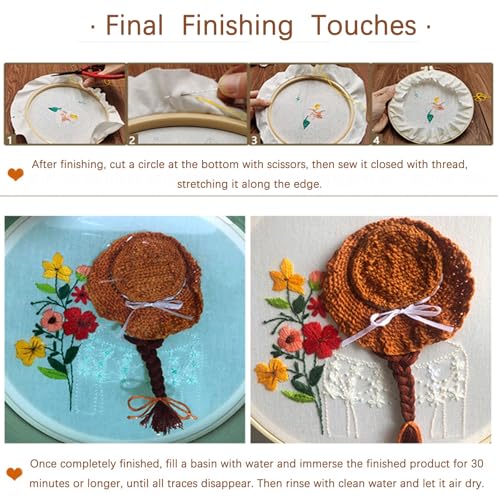 ARTopet Embroidery Kit for Beginners Cross Stitch Kits Needlepoint Set Colorful Flowers Patterns Embroidery Thread Kit for Craft Lover Hand Stitch with Hoop Threads Fabric-Flowers02