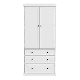 77inch Farmhouse Kitchen Pantry, Wood Storage Cabinet With 3 Adjustable Shelves, Freestanding Tall Cupboard Storage Cabinet With 8 Door Shelves And 3 Drawers For Kitchen, Dining Room (White-CR) Tdewlye