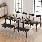 GAOMON 4-Piece Kitchen Dining Room Table Chair Set, Indoor Modern Dinette Set for 4 with Upholstered Bench and 2 Chairs, Square Dinner Table Set for Small Space, Apartment, Dinner, Breakfast, Black GAOMON