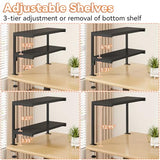 IBUYKE Clamp on Desk Shelf, 22.8” Large Desk Extender Shelves,Tool-Free Flexible Repositioning and Adjustable 2-Tier Storage Shelves for Desktop Accessories Below Desk TMZ010B IBUYKE