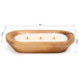 Wooden Bowl Candle 10 Inch, Soy Large Farmhouse Candle for Table, Lavender Scented, 3 Wood Wicks, Christmas Candle Gifts for Men & Women MIRASCENTS