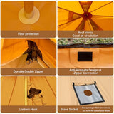 WaldZimmer Canvas Bell Tent 10ft Ginger with Stove Jack and Zipped Removable Floor, Luxury Outdoor Glamping Yurt Cotton Tent for Family Truck Car Camping Hunting Party WaldZimmer