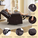 Manual Recliner Chair for Adults - 135° Front & Rear Adjustable, with Heating & Massage, Side Storage Pockets & Remote Control, Ideal for Living Room & Bedroom(Coffee)