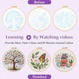 3 Sets Embroidery Kit for Beginners with Stitch Video, Flower Butterfly Tree Books Cross Stitch Kits for Adults, Needle Point Kits with Stamped Pattern, Hoop, Needles, Tools, DIY Arts and Crafts