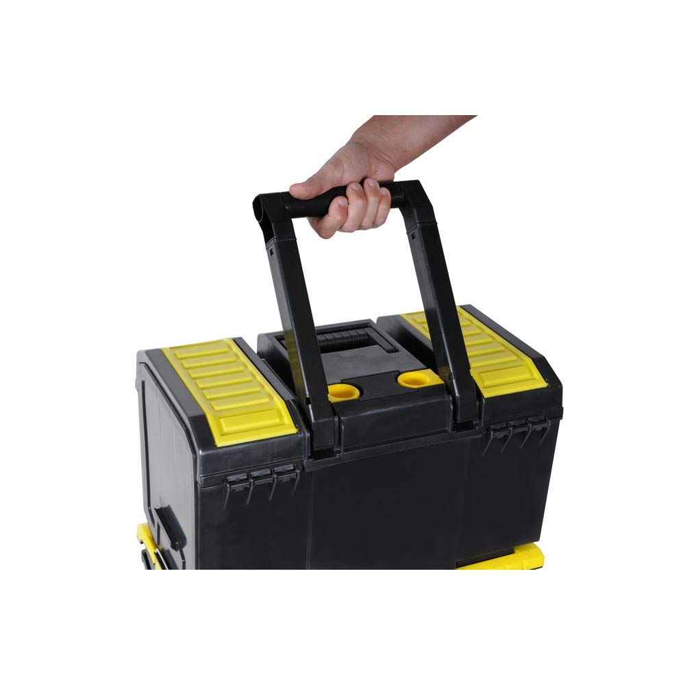 STANLEY 3 in 1 Rolling Work Centre Toolbox with Pull Handle, Detachable Toolbox with Portable Tote Tray, 1-70-326 STANLEY