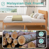 MORDEER King Size Bed Frame and Headboard, Malaysian Oak King Bed Frame with Storage, Modern Platform Bed Frame with Headboard, No Box Spring Needed, Easy Assembly, Rustic Pine MORDEER