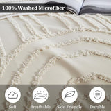 Nayoroom Boho Duvet Cover Full Size Beige Tufted Chenille Rainbow Textured Comforter Cover 3 Pcs Luxury Soft Washed Microfiber Aesthetic Bedding Set with Zipper Closure for All Seasons Nayoroom
