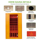 Real Relax Far Infrared Sauna for Home, 2 Person Indoor Home Sauna with Red Light Therapy, Canadian Hemlock Wooden Dry Heat Saunas Room with Bluetooth Speakers, 9-Color Chromotherapy Lights Real Relax