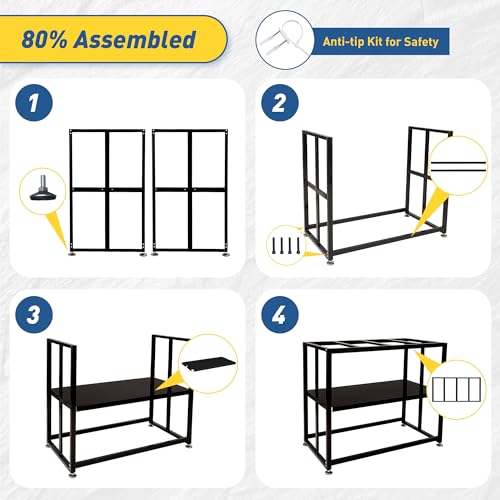 PrimeZone 40 Gallon Fish Tank Stand - All Metal Heavy Duty Aquarium Stand for Accessories Storage, 2 Tier 36.6" L x 18.5" W x 30.5" H Reptile Turtle Terrarium Stand, 880LBS Capacity, Black PrimeZone