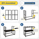 PrimeZone 40 Gallon Fish Tank Stand - All Metal Heavy Duty Aquarium Stand for Accessories Storage, 2 Tier 36.6" L x 18.5" W x 30.5" H Reptile Turtle Terrarium Stand, 880LBS Capacity, Black PrimeZone