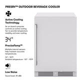 Zephyr Presrv 24 Inch Outdoor Wine Fridge & Beverage Refrigerator Single Zone Under Counter - Drink Chiller Freestanding Stainless Steel Door - 136 cans (Single-Zone Outdoor Wine & Beverage Cooler) Zephyr