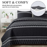 Andency Black Twin Quilt Set, 2 Pieces Boho Lightweight Soft Striped Bedspread for All Season (68"x86"), Printed Bohemian Microfiber Reversible Coverlet Comoforter Sets Andency