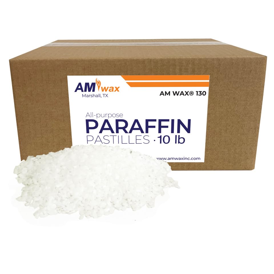 AM Wax 10 lb Fully Refined Paraffin Wax Pastilles, Paraffin Wax Candle Making Kit, Paraffin Wax Beads, Making, Canning, Waterproofing, Metal Preservation, and a Variety of Other Applications AM Wax