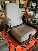 DSC Tractor Seats, Forklift/Tractor Replacement Suspension Seat with Built-in Headrest and Adjustable Armrest Customized in Gray Endura. TSKL10-C8 WoodArtSupply