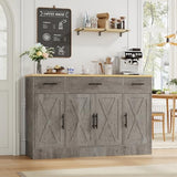 Shintenchi Buffet Cabinet with Storage,53.4" Large Kitchen Storage Cabinet with 3 Drawers and 4 Doors,Wood Farmhouse Buffet Sideboard with Adjustable Shelf for Kitchen Living Room, Gray Shintenchi