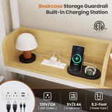 DICTAC Twin Over Twin Bunk Bed with 6 Storage Drawers,Led Lights and Charging Station Metal Bunk Beds with Side Bookcase,3 Storage Boxes &Shelf,L-Shaped bunk Bed with Safety Guardrail and Ladder,White DICTAC