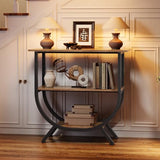 Trironsun 3 Tier Console Table with Storage 30" Height Entryway Table with Open Shelves Industrial Sofa Table Behind Couch for Living Room Hallway Entrance (Rustic Brown) Trironsun