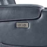 Watson & Whitely Genuine Leather Power Recliner Chair, Wall Hugger Electric Reclining Chair with Cup Holders & Charging Ports for Living Room, Navy Blue
