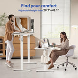 YESHOMY Height Adjustable Electric Standing Desk, 46 x 24 Inches Memory Home Office Sit Stand up Desk with Phone Holder and USB Charging Port, White YESHOMY