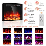 PRETZI 43" Electric Fireplace with Mantel, Wooden Black Electric Fireplace Surround with Mantel, Freestanding Faux 23" Fireplace Insert for Living Room with Remote Control, Adjustment 3D Led Flame PRETZI