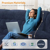 Dresegmt Loveseat Recliner Sofa, Flip Middle Backrest Design 3 Seat Reclining Sofa with Storage Drawer, USB Ports & Cup Holders, Manual Couch for Living Room/RV (Blue)