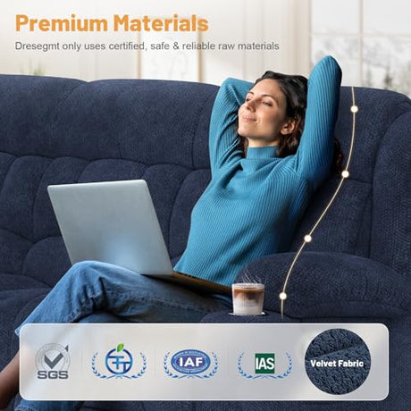 Dresegmt Loveseat Recliner Sofa, Flip Middle Backrest Design 3 Seat Reclining Sofa with Storage Drawer, USB Ports & Cup Holders, Manual Couch for Living Room/RV (Blue) Dresegmt