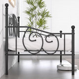 VECELO Metal Daybed Frame Multifunctional Platform Bed Sofa Mattress Foundation with Classic Headboard, Twin, Black VECELO