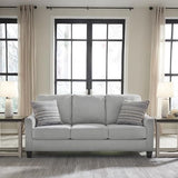 Signature Design by Ashley Adlai Casual 2-in-1 Queen Sofa Sleeper with Folding Memory Foam Mattress and 2 Toss Pillows, Light Gray Signature Design by Ashley