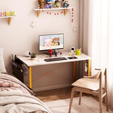 ODK Study Computer Desk 40 inch Home Office Writing Small Desk, Modern Simple Style PC Table with Storage Bag and Headphone Hook, White Marble + Gold Leg ODK