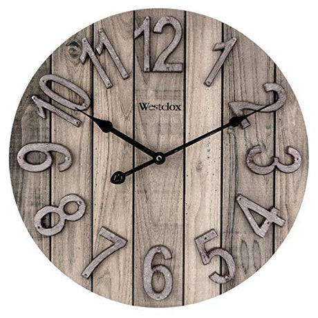 Westclox NYL Holdings Wall Clock Large Wooden Vintage Clock with Roman Numerals - Battery Operated Clock for Living Room, Bedroom, Kitchen - Home Decor Gift for Housewarming (Full Wood) Westclox