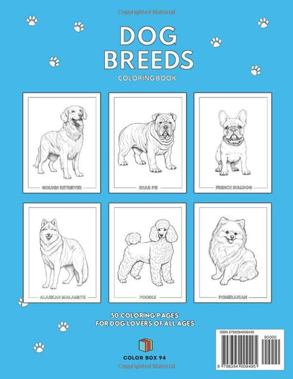 Dog Breeds Coloring Book: 50 Dog Coloring Pages (For Dog Lovers of All Ages) (Color your pet!)