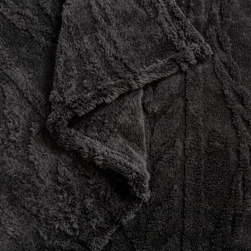 YUSOKI Queen Size Blanket Single Layer,Weight(4.4lb),370GMS-3D Stylish Design for Gift Home Decor (Black,90"x90") YUSOKI