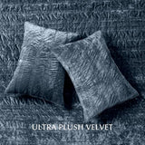 EVERGRACE Luxury Ruched Velvet Quilt Queen Size, Ultra Soft Bedspread Coverlet Set, Lightweight Velvet Comforter, Quilted Bedding Cover with 2 Matching Shams for All Season, Stormy Blue EVERGRACE