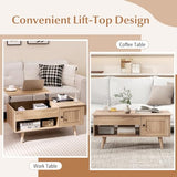 Tangkula Lift Top Coffee Table with Storage, Living Room Table with Hidden Compartment, Cabinet & Open Shelf, Flip Top Center Table, Pull up Coffee Table for Home, Office (Natural) Tangkula
