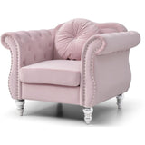 Home Square 2-Piece Furniture Set with Sofa and Chair in Pink Home Square