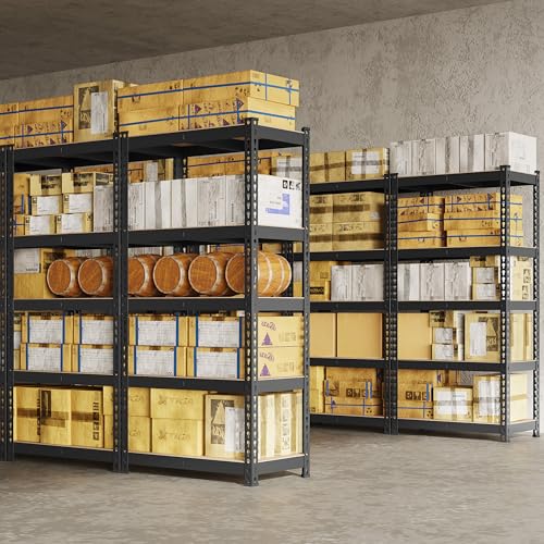 Yaheetech 2Pack Standing Shelf Units 5 Tier Adjustable Garage Shelves Metal Utility Rack Heavy Duty Industrial Shelving, 27.5" W x 12" D x 60" H - Black Yaheetech