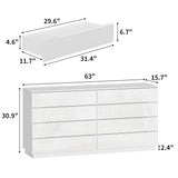 WOODTIME Modern 8 Drawer Dresser with LED Lights and Glossy Surface, 63" Large Dressers & Chests of Drawers Storage Tower Organizer for Bedroom, White WOODTIME