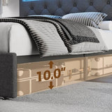 Rolanstar Full Size Bed Frame with Charging Station, LED Bed with Under Bed Storage, Adjustable Headboard 38.9/40.8 Inches, No Box Spring Needed, Noise Free, Easy Assembly, Grey Rolanstar