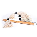 ZaanZeer 18 Inches BBQ Mop with Wooden Handle and 4 Extra Replacement Cotton Fiber Basting Mop Heads for Grilling and Smoking Steak ZaanZeer