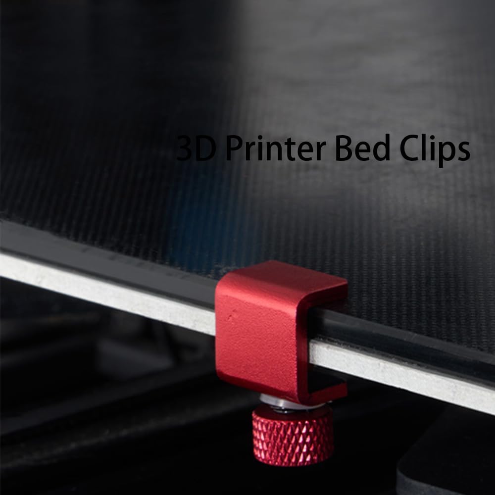 4Pcs Ender 3 Glass Bed Clips Red, 3D Printer Build Plate Clips Adjustable 3D Printer Bed Clips Use for Ender 3S/Ender 3 V2/Ender 3 Pro/Ender 3 Max Neo,Ender 5, CR-10 3D Printer Heated Bed, TIEXYE