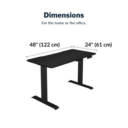 Vari Essential Height Adjustable Electric Standing Desk - Home Office Standing Desk with VariDesk Sturdy T-Legs - Quiet Motorized Standing Desk - 48x24 Inch Small Standing Desk - Black, 1 Box - WoodArtSupply