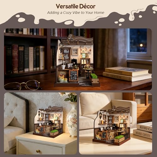 Soothee DIY Miniature Kit - 3D Puzzles for Adults & Teens, Book Nooks and Model Building Kits for Bookshelf Decor, Relaxing Craft & Unique Gift for Craft Lovers (Country Cafe)