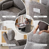 Oversized Swivel Rocker Recliner with Massage and Heat, Swivel Nursery Recliner With Adjustable Headrest, Manual Rocker Recliner Chair with Two Removable Pillows, Rocking Nursery Chair, Dark Grey
