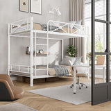IDEALHOUSE Metal Bunk Bed Twin Over Twin, Modern Heavy Duty Bunkbeds with Safety Guard Rails & Space-Saving Design, Steel Twin Bunk Beds for School, Bedroom, White IDEALHOUSE
