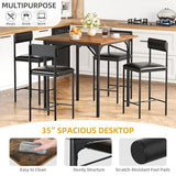 DWVO 5-Piece Dining Room Table Set Bar Table and Chairs Set Counter Height Dining Table Set Industrial High Top Kitchen Table with 4 Barstools for Kitchen Living Room Restaurant Bar Small Spaces Brown DWVO