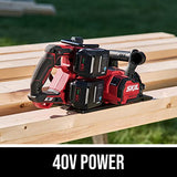 SKIL 2x20V PWR CORE 20 Brushless 7-1/4” Rear Handle Circular Saw Kit Includes Two 5.0Ah Batteries and Dual Port Auto PWR Jump Charger-CR5429B-20, Red Skil