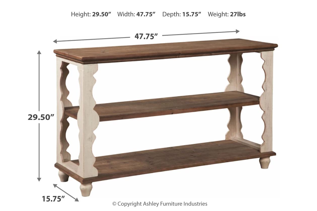 Signature Design by Ashley Alwyndale Wood 3 Shelf Console Sofa Table, Brown & White - WoodArtSupply