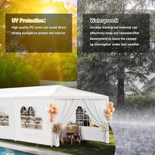 Outdoor Party Tent 10x30 Wedding White Tents for Parties, Heavy Duty Canopy Event Gazebo Shelter with 8 Removable Sidewalls Waterproof Party Wedding BBQ Events susici